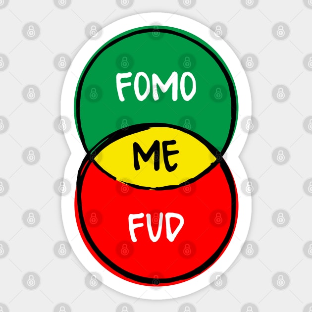 crypto – funny Venn diagram – FOMO, FUD and me Sticker by LiveForever